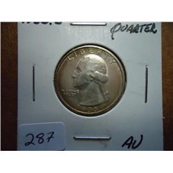 1935-S WASHINGTON SILVER QUARTER AU