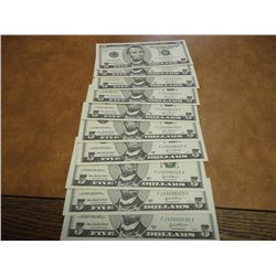 10-2003-A US $5 FRN'S CONSECUTIVE SERIAL #'S