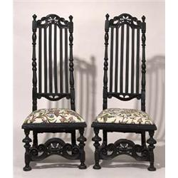 PAIR OF late 17th century-style ebonized h...