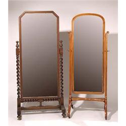 late victorian walnut cheval mirror Englis...