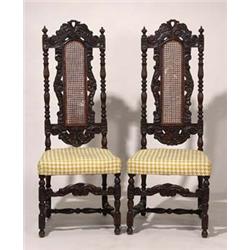 PAIR OF carolean-STYLE walnut hall CHAIRS...