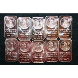 2012 Copper Ingot, .999 Fine 1 Oz., Lot of 10