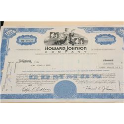 Howard Johnson Co. Stock Certificate Dated 1973