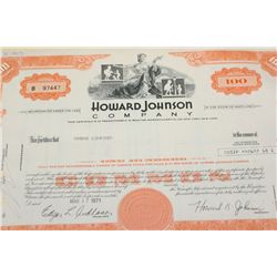 Howard Johnson Co. Stock Certificate Dated 1971