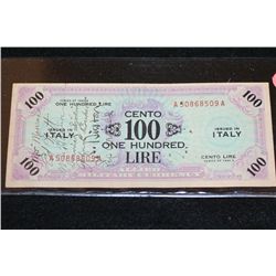 1943-A Italy 100 Lire Military Currency