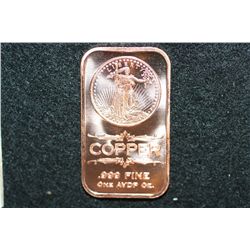 2012 Copper Ingot, .999 Fine 1 Oz.