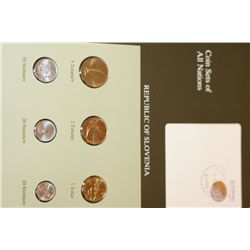Republic of Slovenia; Coin Sets of All Nations W/Stamp Dated 1993