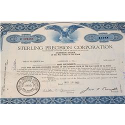 Sterling Precision Corp. Stock Certificate Dated 1963