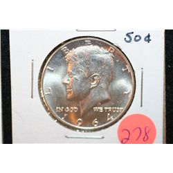 1964-D Kennedy Half Dollar, Silver, UNC