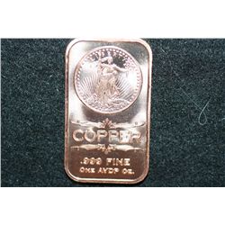 2012 Copper Ingot, .999 Fine 1 Oz.
