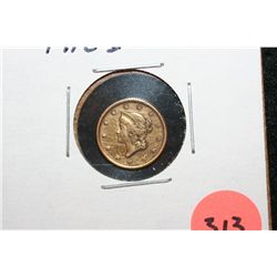 Liberty $1 Gold Coin, Type I, Repaired