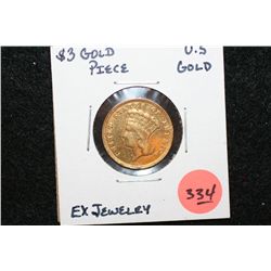 Indian Princess $3 Gold Coin, Removed from Jewelry