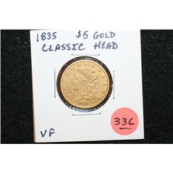 1835 Classic Head $5 Gold Coin, VF