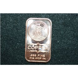 2012 Copper Ingot, .999 Fine 1 Oz.