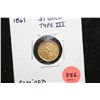 Image 1 : 1861 Indian Princess $1 Gold Coin, Type III, Repaired