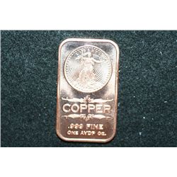 2012 Copper Ingot, .999 Fine 1 Oz.