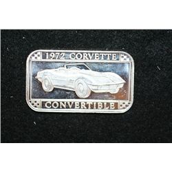 1972 Corvette Convertible Silver Ingot, .999 Fine 1 Oz.
