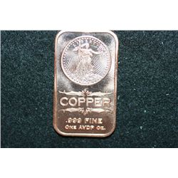 2012 Copper Ingot, .999 Fine 1 Oz.