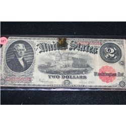 1917 United States Note $2, Red Seal, Large Jefferson Bill