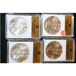 1989 Silver Eagle $1, MCPCG Graded MS70, 1990 Silver Eagle $1, MCPCG Graded MS70, 1991 Silver Eagle 