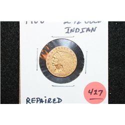 1908 Indian Chief $2 1/2 Gold Coin, Repaired