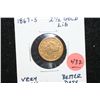 Image 1 : 1867-S Liberty $2 1/2 Gold Coin, Better Date, Very Worn