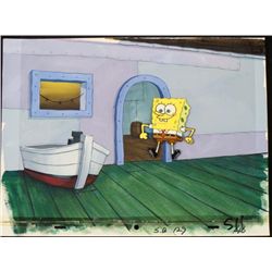 Orig SpongeBob Animation Cel & Background Krusty Krab