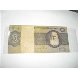 1970 10 DEZ CRUZEIROS Brazil Bank Note Serial # B03338054488 *Please Look at Picture to Determine Gr