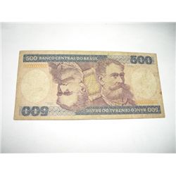 1981 500 QUINHENTOS CRUZEIROS Brazil Bank Note Serial # A1102083403A *RARE UNC HIGH GRADE Bill*!!
