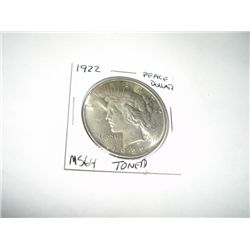 1922 Peace Silver Dollar *RARE TONED MS-64 HIGH GRADE*!!