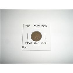 1909 Indian Head Penny VERY RARE KEY DATE *VERY FINE GRADE - NICE COIN*!!