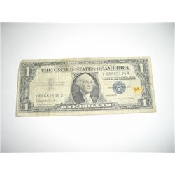 1957 Series B $1 RARE 5 6'S *SILVER CERTIFICATE* Dollar Bill Serial # V66665136A!!