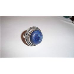 CUSTOM MADE STERLING SILVER GEMSTONE LADIES RING, 14 GRAMS