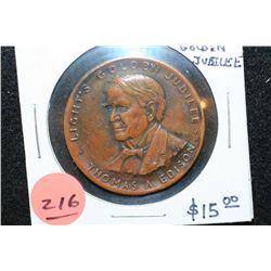 1879-1929 Thomas A. Edison "Light's Golden Jubilee" Medallion; Dedicated to Better Vision