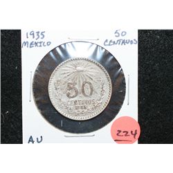 1935 Mexico 50 Centavos Foreign Coin, AU