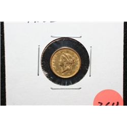 1851 Liberty $1 Gold Coin, Type I, Scratches