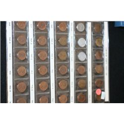 1941-1950 Lincoln Wheat Back Penny, Sheet, Lot of 30