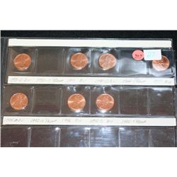 1993-D thru 1996-D Lincoln Penny, Sheet, Incomplete, Lot of 7
