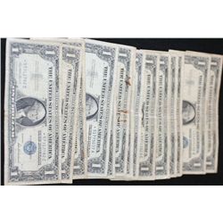 1957, 1957-A & 1957-B US Silver Certificate, Blue Seal, Star Note, Lot of 15