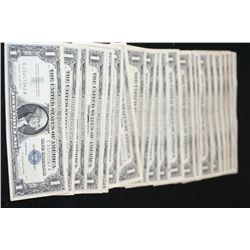 1957, 1957-A & 1957-B US Silver Certificate, Blue Seal, Lot of 27