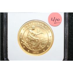 1876 Design Struck in 2005 George T. Morgan $100 Gold Union, Private Issue, 1 Oz. Pure Gold, NGC Gra