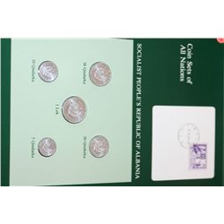 Socialist People's Republic of Albania; Coin Sets of All Nations W/Stamp Dated 1985