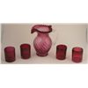 Image 1 : 5 Pc. Fenton Glass Cranberry Swirl Pitcher Set