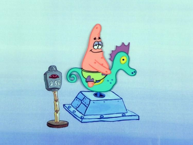 Orig SpongeBob Animation Cel & Background Patrick Ride