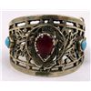 Image 1 : Antique Silver Bracelet with Ruby and Blue Gemstones