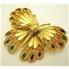 Image 1 : VINTAGE GOLD TONE BUTTERFLY PIN BROOCH WITH FOIL GLASS