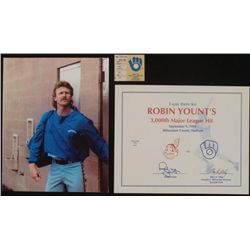 Robin Yount 3000th Career Hit- Photograph and Ticket