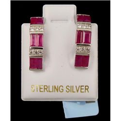 Sterling Silver .15 CT Sapphire & 2.3 CT Ruby Earrings