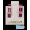 Image 1 : Sterling Silver .15 CT Sapphire & 2.3 CT Ruby Earrings
