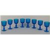Image 1 : Fenton Glass 8 Colonial Blue Thumbprint Goblets Set